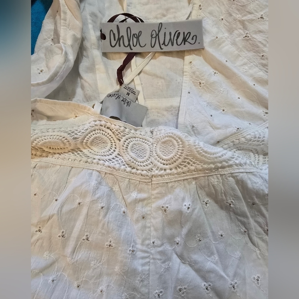 White Lace Romper By Chloe And Oliver NWT - Picture 5 of 5